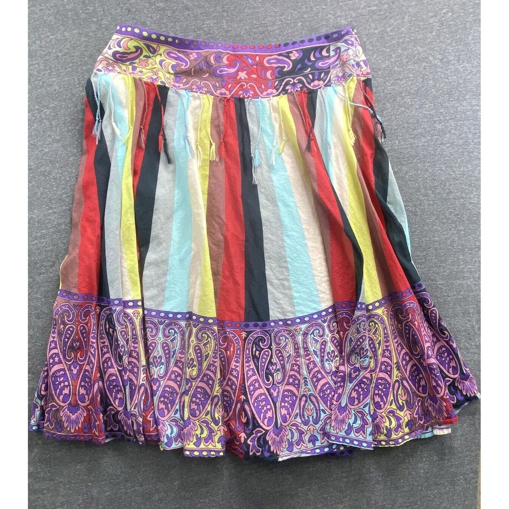 J Peterman Skirt Womens 16 Striped Cottagecore Fairy Boho Festival Paisley Beach